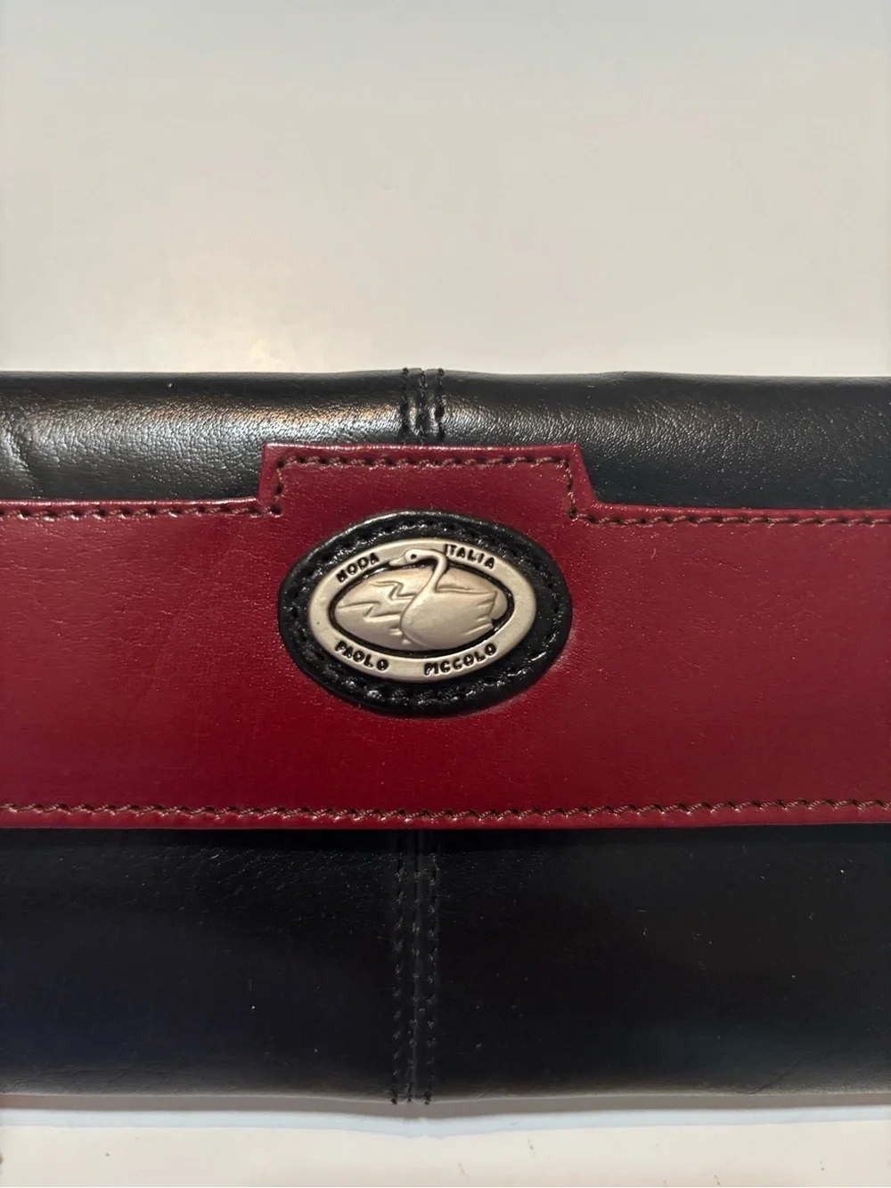 Mods Italia Paolo Piccolo Two-Tone Black and Burgundy Leather Wallet